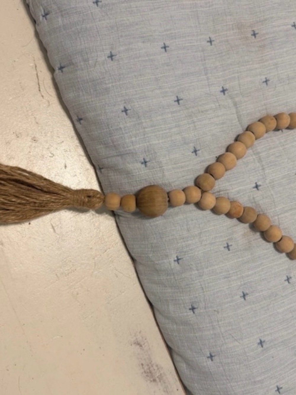 Natural Wood Bead Tassel Necklace - Neutral Brown